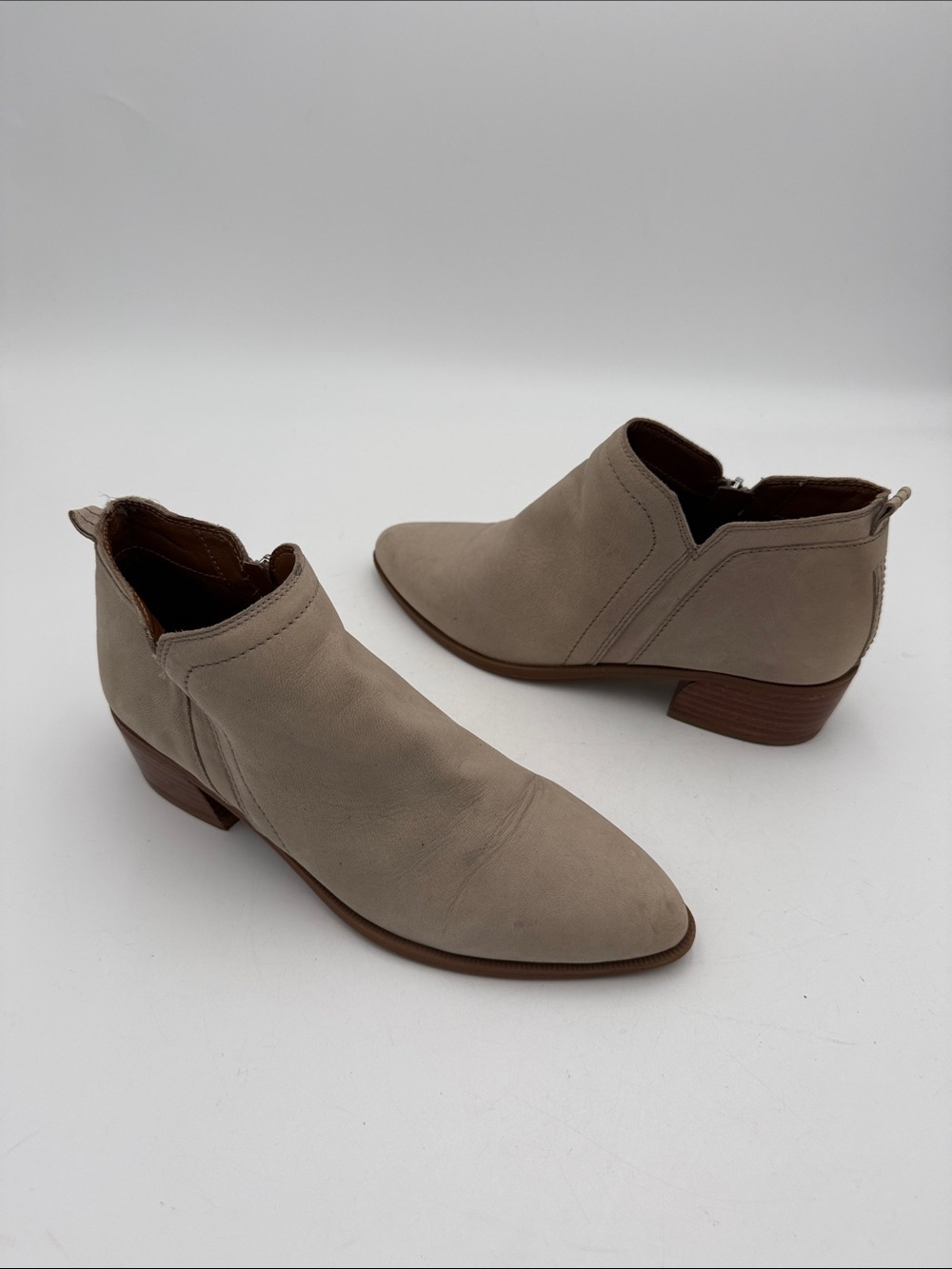 Franco Starto Women's 9M Ankle Booties - Beige Leather Zip Side festival retro